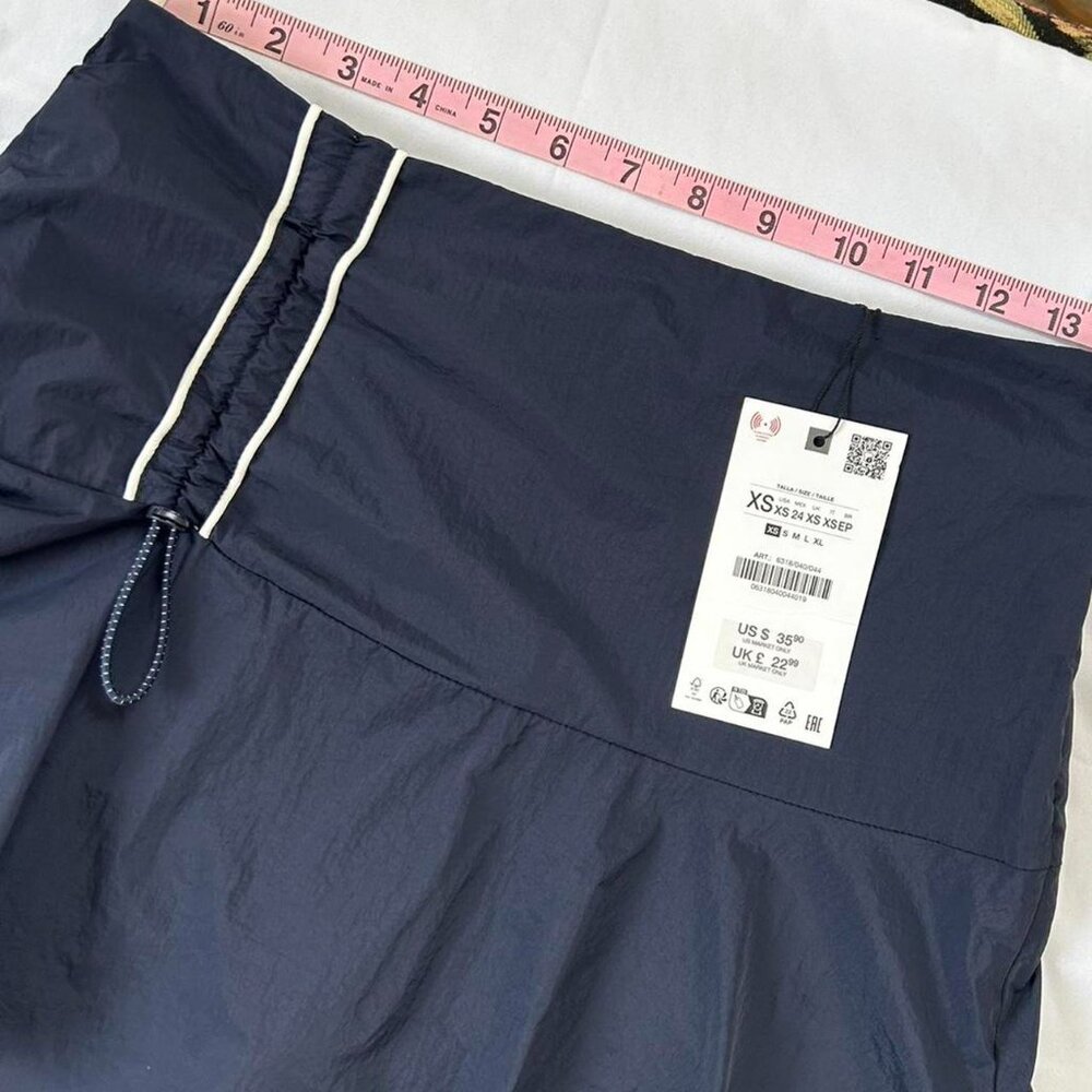 NWT Zara RARE navy blue adjustable waist mini skort with white side stripes - Picture 4 of 6